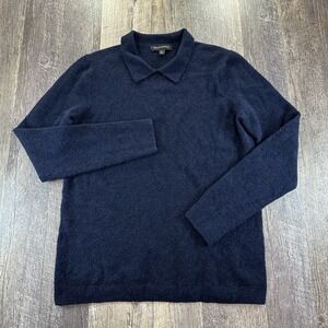 Banana Republic Aire‎ Polo Wool Sweater Navy Blue Long Sleeve Womens Size XL
